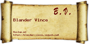 Blander Vince névjegykártya